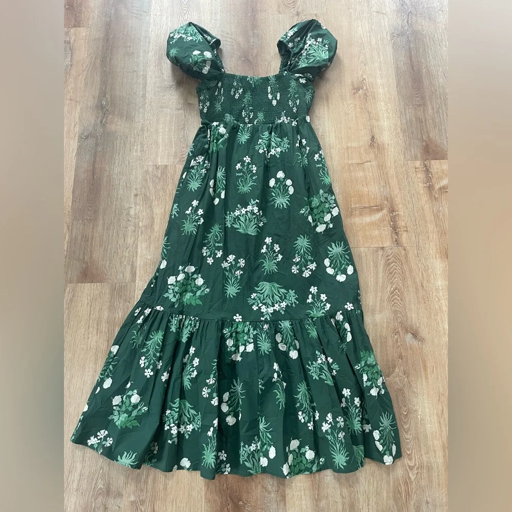 Tuckernuck Viridian Stamped Bouquets Gabrielle Dress - Picture 3 of 11